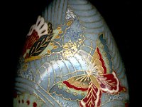 Butterflies Chiyogami Ukrainian Style Easter Egg Pysanky by So Jeo : Pysanky Pysanka Ukrainian Easter egg batik ukrainian easter art batik  eggshell kimono chiyogami washi origami fans cranes birds blooms gold leaf sojeo leblond artist